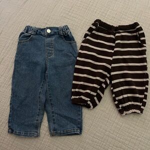 Kids Denim and Striped Pants Set